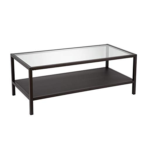 Henn&Hart 54" Wide Rectangular Coffee Table in Blackened Bronze, Modern coffee tables for living room, studio apartment essentials