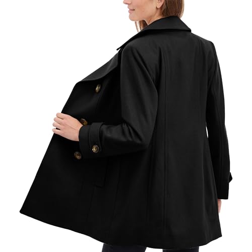 Anne Klein womens Classic Double-breasted Pea Coat, Black, X-Small US