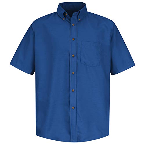 Red Kap Men's Standard Poplin Dress Shirt, Stain and Wrinkle Resistant, Short Sleeve, Royal Blue, 5X-Large