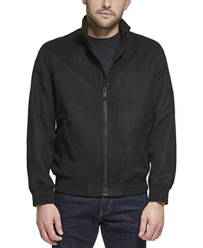 DKNY Men's Modern Bomber Jacket, Knit Collar Khaki