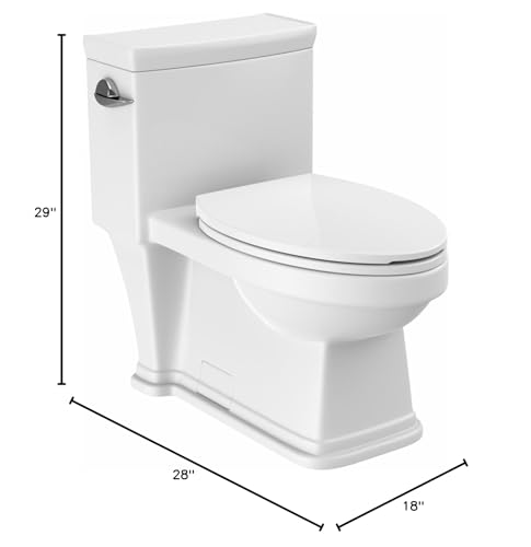 JINGZE Elongated Standard One Piece Toilet for Bathroom Comfort Height with Powerful Flush in White