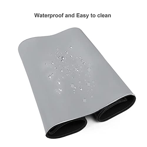 Gray Mouse Pad XL Large Extended Desk Pad for Desktop Keyboard Non Slip Rubber Base Full Desk Mat Mousepad with Stitched Edge for Office Home Work Gaming Accessory 31.5 x 11.8 inches