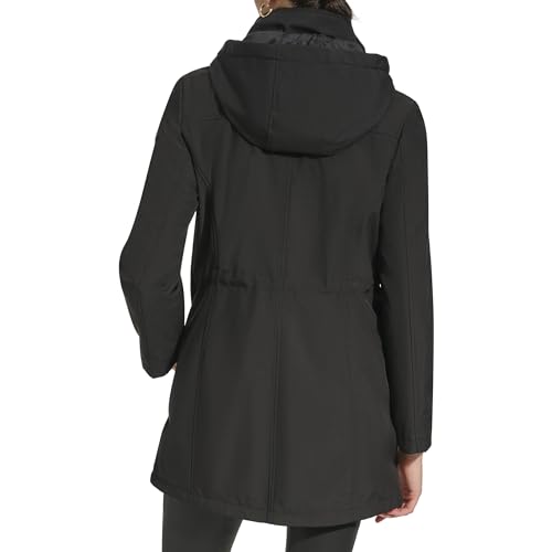 DKNY Women's Softshell Coat, Sofshell Hooded Black