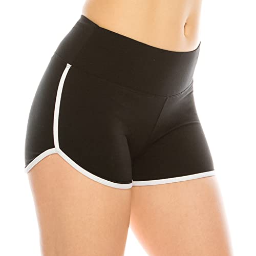 ALWAYS Booty Shorts for Women High Waisted Soft Yoga Gym Shorts Stripe Black White S