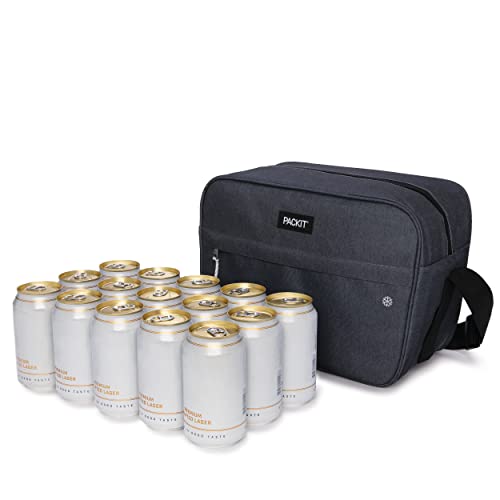 PackIt Freezable Zuma Can Cooler, Built with EcoFreeze Technology, Collapsible, Reusable, Zip Closure with Adjustable Shoulder Strap, Fits 15, 12 oz Cans