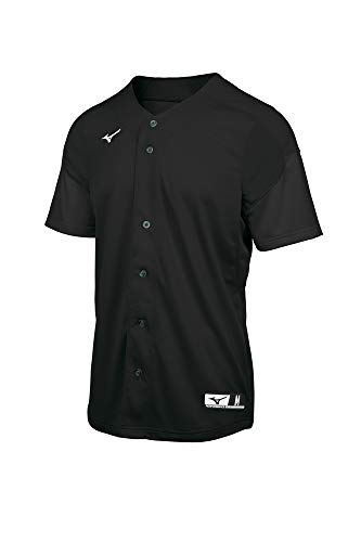 Mizuno Men's Standard Aerolite Full Button Baseball Jersey, Black, X-Small