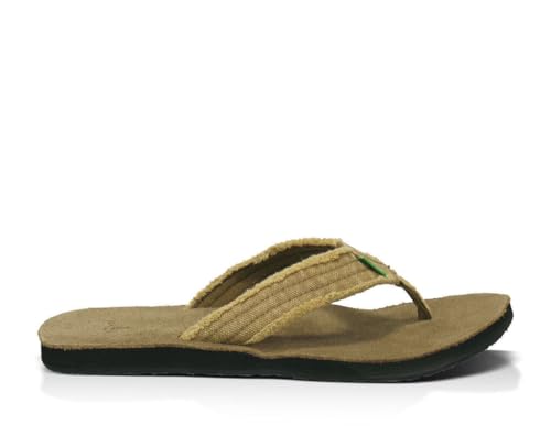 Sanuk Mens Fraid Not | Flip Flops for Men | Mens Sandals | Beach Sandals | Water Friendly & Lightweight | Comfort Footbed, Natural, 18