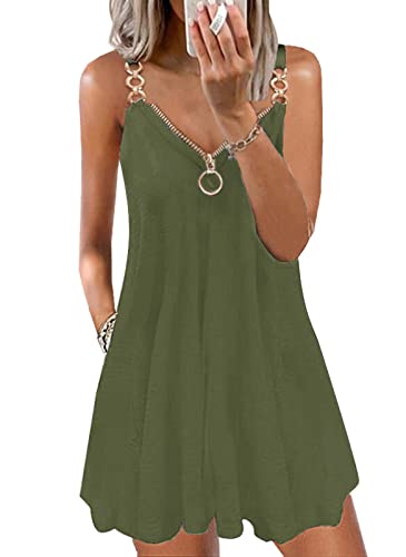 ETCYY Women's Summer Dresses 2024 Casual Sleeveless V Neck Loose Cover Up Beach Sundresses with Pockets(L.Flower Gemstone)