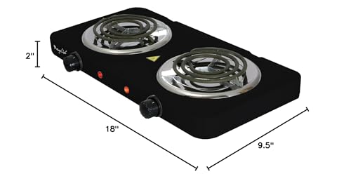 MegaChef Electric Easily Portable Ultra Lightweight Dual Coil Burner Cooktop Buffet Range in Matte Black