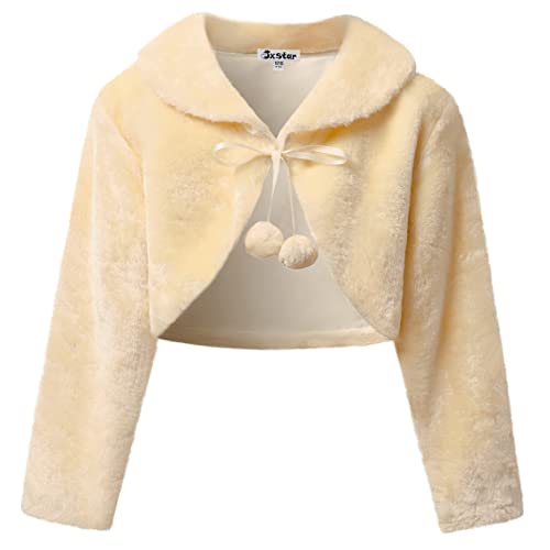 Champagne Shrugs for Girls Faux Fur Bolero Shawl Wraps Cardigan for Wedding Party, 3t 4t