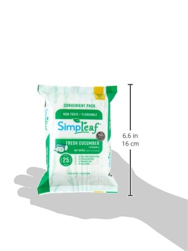 Simpleaf Flushable Wet Wipes Cucumber Eco-Friendly, Paraben & Alcohol Free | Hypoallergenic & Safe for Sensitive Skin | Soothing Aloe Formula | (4 x 25 Counts Convenient Pack) 100 Counts Total