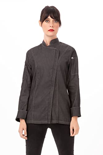 Chef Works Women's Gramercy Denim Chef Coat, Black, X-Small