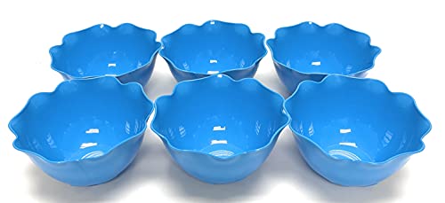 Mintra Home Reusable Bowls and Plates 6pk - Lotus Collection (Blue, Bowl 6pk - (5.5inW x 2.75inH))