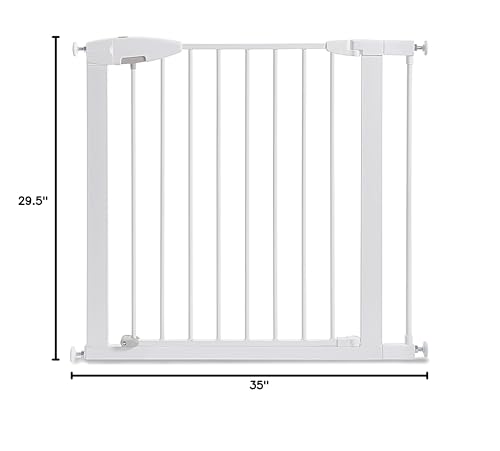 Munchkin® Easy Close Pressure Mounted Baby Gate for Stairs, Hallways and Doors, Walk Through with Door, Metal, White, 35x29.5 Inch (Pack of 1)