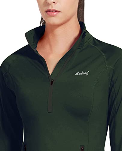 baleaf Women's Running Jacket Thermal Fleece Pullover Half Zip Tops Thumbholes Winter Long Sleeve Cold Weather Red L