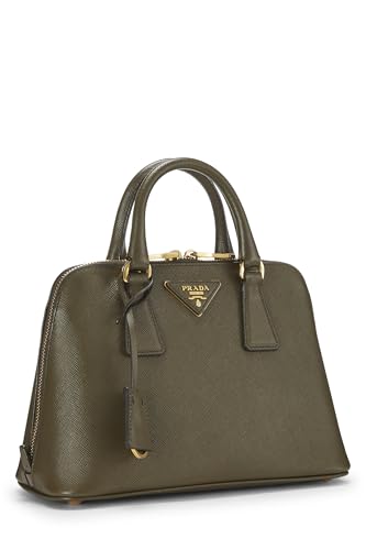 Prada, Pre-Loved Green Vitello Daino Convertible Dome Handbag, Green