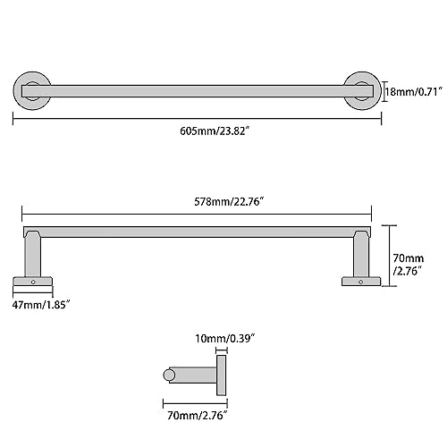 Alise Bath Towel Bars Towel Racks for Bathroom and Lavatory,Wall Mount Towel Holder Towel Hanger SUS304 Stainless Steel Towel Rail 24 Inch,Brushed Nickel,GKL7601-LS