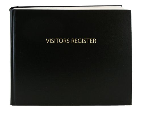 BookFactory Visitor Log Book/Visitor Register/Visitor Sign-in Book - 120 Pages, 8 7/8" x 7" - Black Cover, Section Sewn Hardbound (LOG-120-Visitor-A-LKT34)