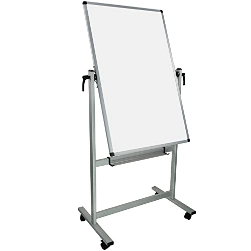 XBoard Magnetic Mobile Whiteboard, Double Sided Magnetic Dry Erase White Board on Wheels, Large Portable Easel with Stand and Aluminium Frame for Home School Office (44x30-Inch)