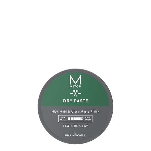 MITCH by Paul Mitchell Dry Paste Texture Clay for Men, High Hold, Ultra-Matte Finish, For All Hair Types, 3 oz