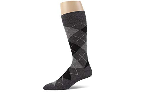 u&i socks Men's Argyle Dress Socks, Combed Cotton, Shoes Size 6-12, Black Grey Mix, Pack of 3
