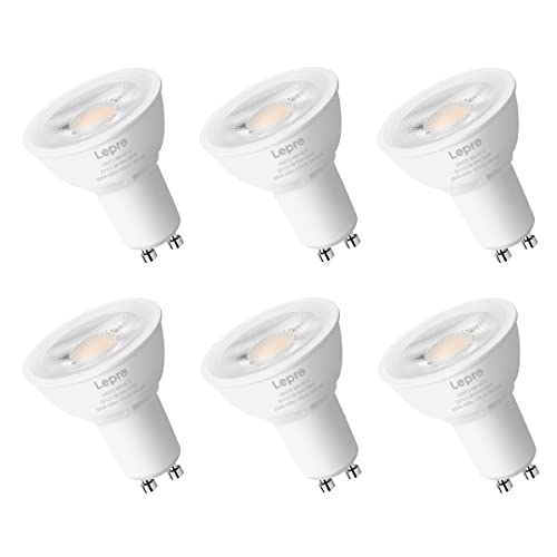 Lepro GU10 LED Bulb Dimmable, 50W Halogen Equivalent Light Bulbs, 5.5W 3000K Soft Warm Light Replacement for Recessed Track Lighting,40°Spotlight for Kitchen Range Hood Living Room & Bedroom, 6 Pack