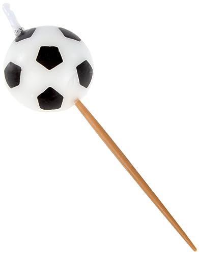 Soccer-Themed Birthday Candles (Pack Of 6) - Black & White Wax Candles On Wooden Picks - Ideal For Sports Fans Celebrations