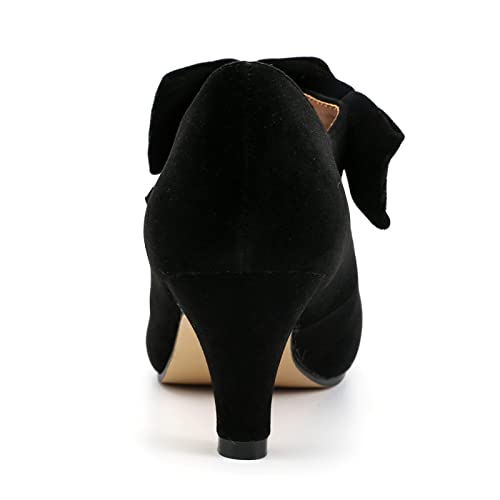 LIURUIJIA Women's Bow Heels Mary Jane Kitten Heel Pumps Round Toe Low Heels Ankle Strap Wedding Multicolor Dress Evening Party Shoes Size 10.5