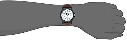 Timex Men's Expedition Acadia 40mm Watch – Black Case Black Dial with Black & Brown Leather & Fabric Strap