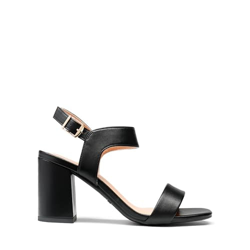 DREAM PAIRS Women's High Chunky Heels Square Toe Block Ankle Strap Dress Comfort Sandals,Size 6.5,BLACK,SDHS2359W