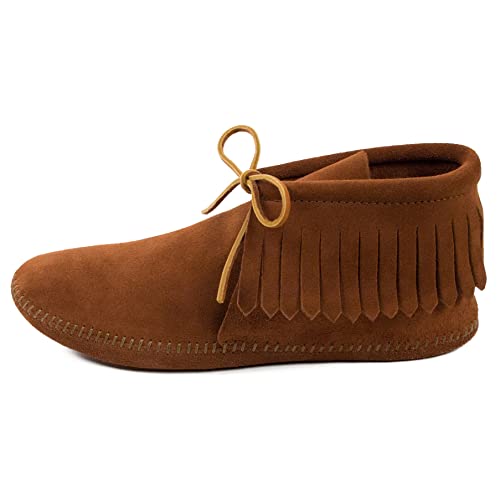 Minnetonka Men's Classic Fringe Boot, Soft Leather Sole Brown, 6 M US