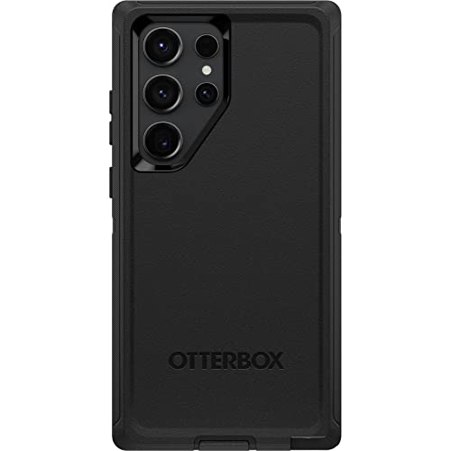 OtterBox Galaxy S23 Ultra Defender Series Case - BLACK, rugged & durable, with port protection, includes holster clip kickstand