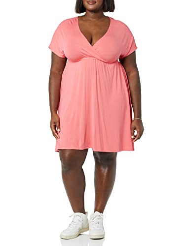 Amazon Essentials Women's Surplice Dress (Available in Plus Size), Dark Olive, XX-Large