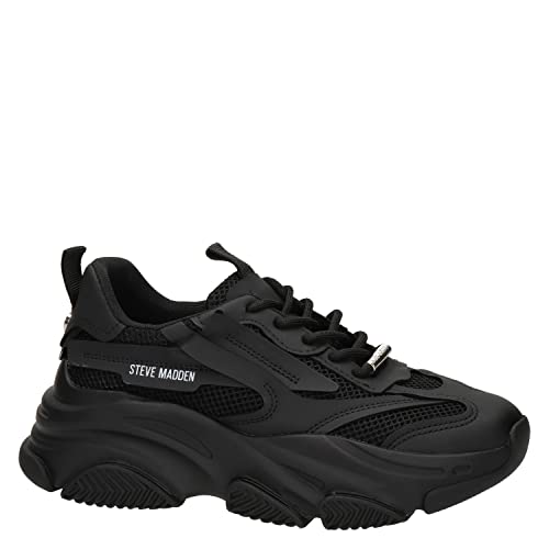 Steve Madden Women's Possession Sneaker, Black/Green, 8