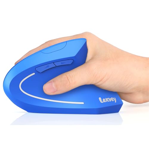Lekvey Ergonomic Mouse, Vertical Wireless Mouse Rechargeable 2.4G USB Optical Carpal Tunnel Mice : 3 DPI 800/1200/1600 Levels 6 Buttons, for Laptop, PC, Computer, Desktop, Notebook etc, Blue