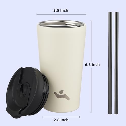 Konokyo 22 OZ Insulated Tumbler with Lid and 2 Straws Stainless Steel Water Bottle Vacuum Travel Mug Coffee Cup,Angel White