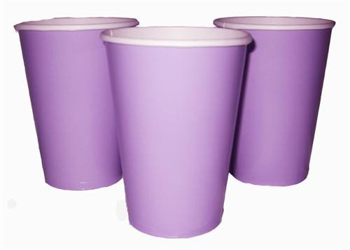 Lavender Solid Paper Cups - 12 oz. (Pack of 10) - Elegant & Eco-Friendly Party Drinkware - Perfect for Birthdays, Showers, & Special Celebrations