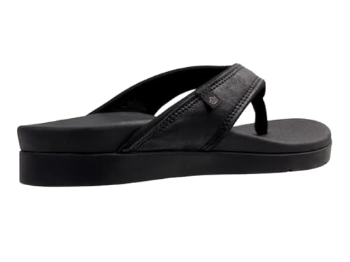 Spenco Women's Shoreline Dusted Metallic Flip-Flop, Black, 8 Wide