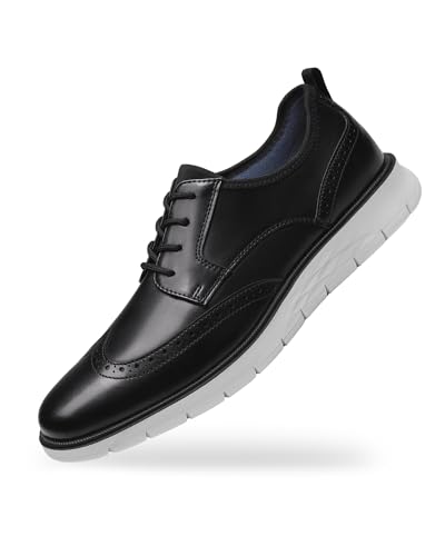 Cestfini Black Mens Dress Shoes Casual Oxford Shoes Dress Sneakers Comfortable Business Wingtip Brogue Office Shoes XXDX003M-RT-US-BLACK-7.5