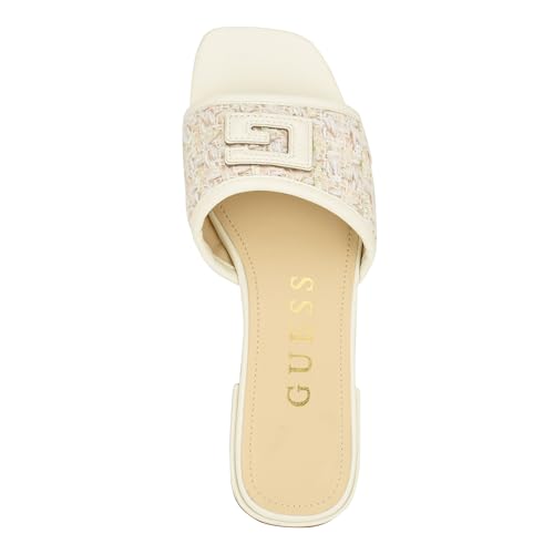 GUESS Women's Tampa Flat Sandal, Light Natural/Pink Multi, 10