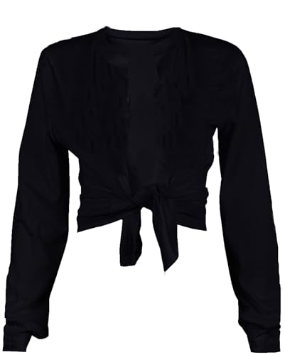 Zoyami Womens Sexy Tie Front Crop Top Long Sleeve Graphic Tee Shirt Clubwear Los Black Brown Medium