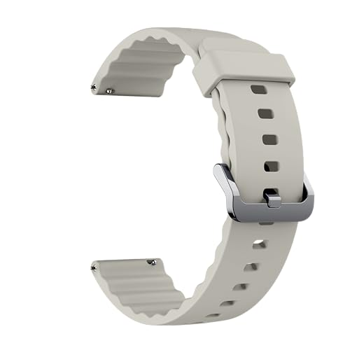 Hikwel Watch Strap, 22mm Watch Bands for Men, Soft Silicone Watch Wristband, Quick Release Smart Watch Bands for Men Women, Sport Replacement Watchbands, Adjustable Watch Band, Beige