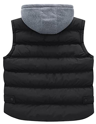 wantdo Women's Plus Size Sleeveless Puffer Vest Waterproof Quilted Winter Coats with Removable Hood Black 1X