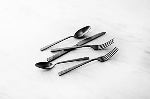 Fortessa Nomad Stainless Steel Flatware, Brushed Matte Black, 20 Piece Place Setting, Service for 4