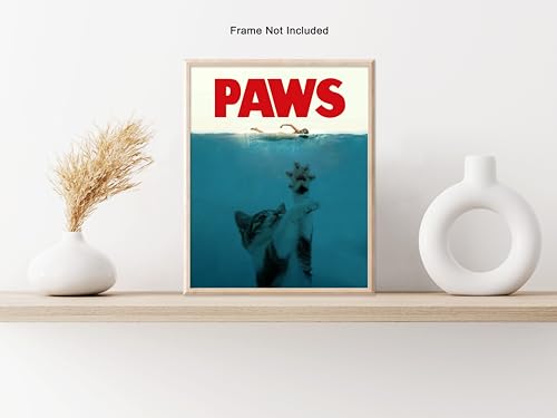 Poster Master Popping Cat Poster - Seascape Print - Altered Art - Trendy Art - Pop Art - Gift for Men, Women & Animal Lover - Funny Decor for Bedroom, Ocean or Beach House, 18x24 Unframed Wall Art