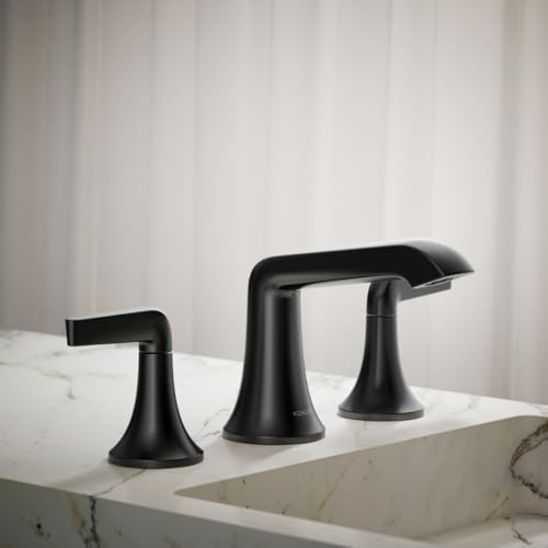 Kohler K-22020-4-CP Kohler K-22020-4 Tempered 1.2 GPM Widespread Bathroom Faucet with UltraGlide and Pop-Up Drain Assembly