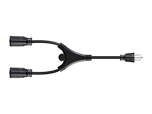 Monoprice Splitter Power Cord - NEMA 5-15P to 2X NEMA 5-15R, 13Amp, 1625 Watt, 120 Volt, 16AWG, 1.5 Feet, Black