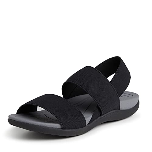 Dearfoams womens Original Comfort Sloane Backstrap Casual Open Toe Sandal, Black, 6 US