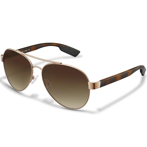 CARFIA Wide Temples Pilot Sunglasses for Men Polarized UV400 Protection Classic Trendy Style Eyewear CA5378