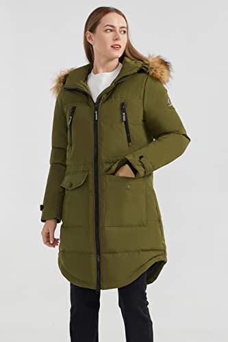 Orolay Women's Thickened Down Jacket Winter Warm Down Coat ArmyGreen